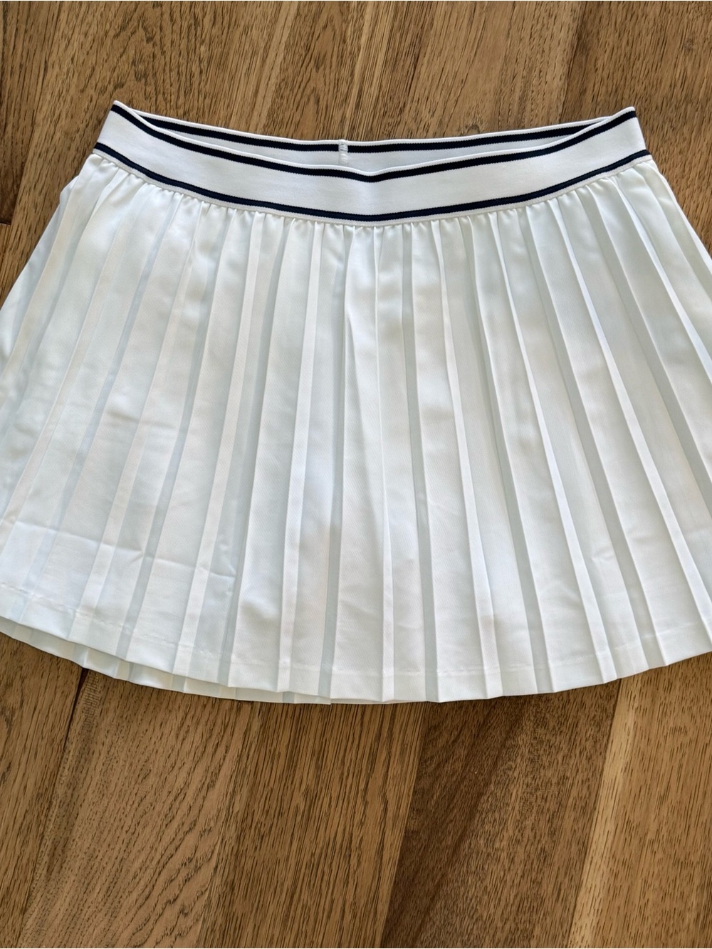 Peter Millar White Pleated Athletic Skort with Navy-Trim Waistband